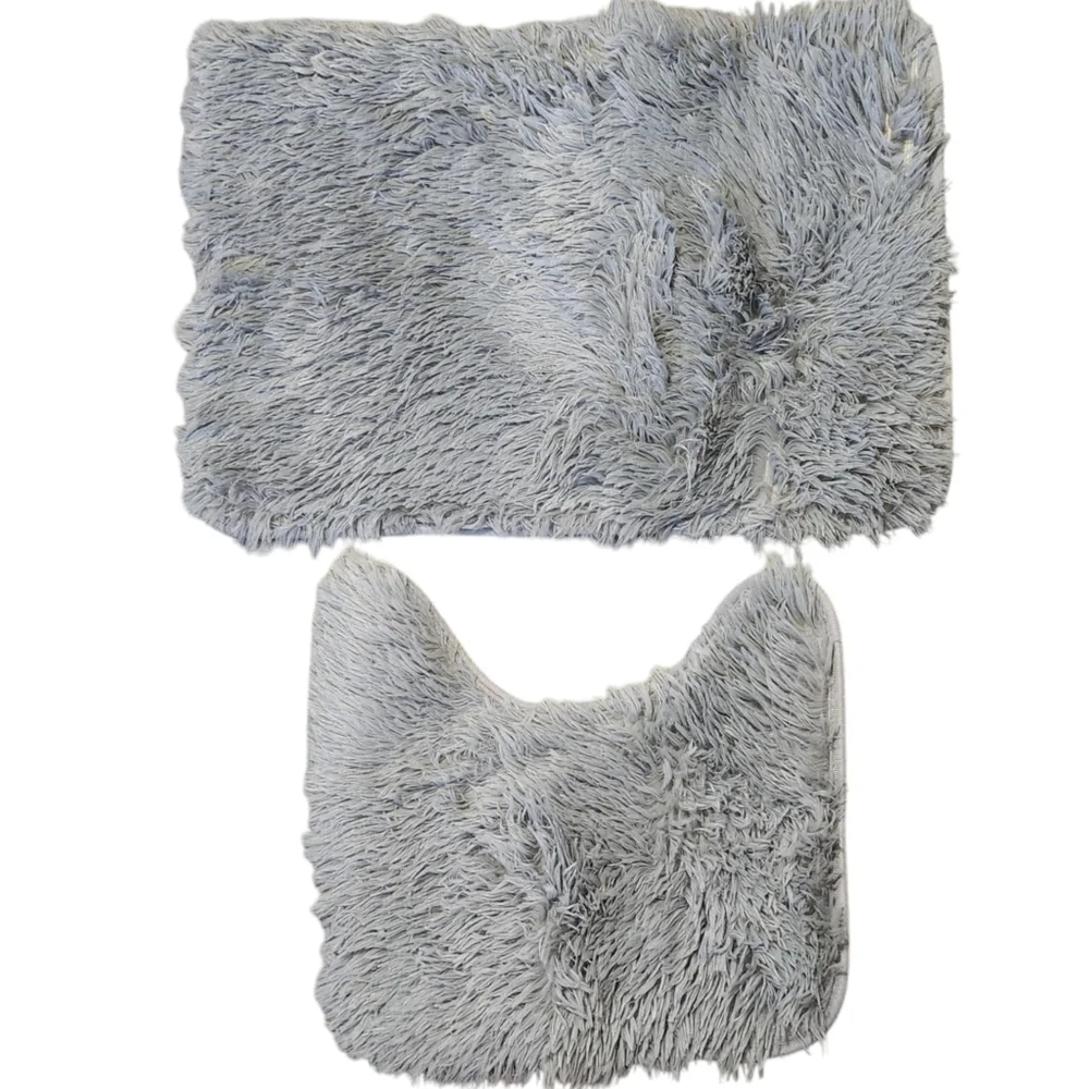 3 Piece Gray Bathroom Rug Set